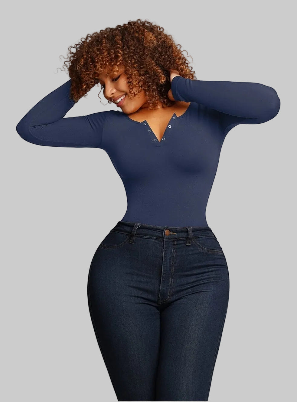 Seamless Outer Button Thong Bodysuit