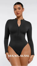 LONG SLEEVE ZIPPER THONG BODYSUIT