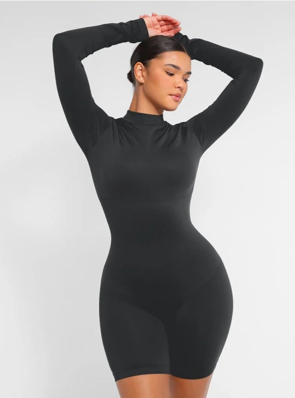 Seamless bust support waist cinching tummy control jumpsuit