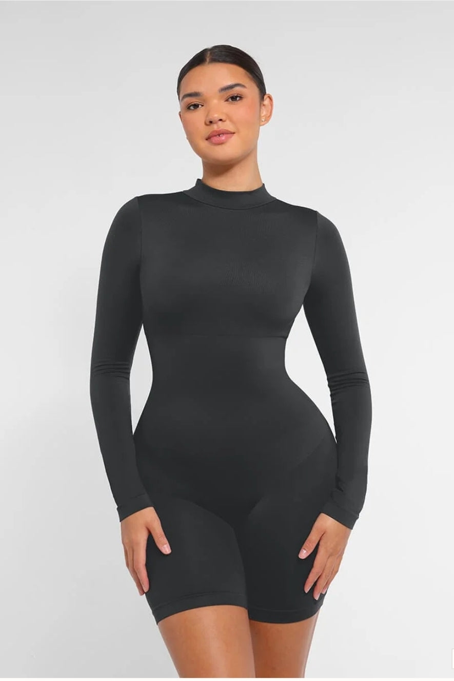 Seamless bust support waist cinching tummy control jumpsuit